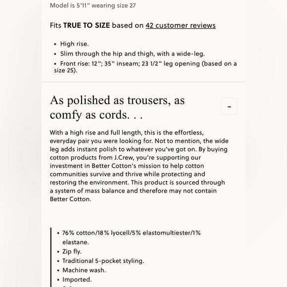 NWT J CREW Tall wide-leg corduroy trouser in black 32 TALL - Picture 11 of 12